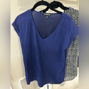 Express Navy V Neck Blouse S